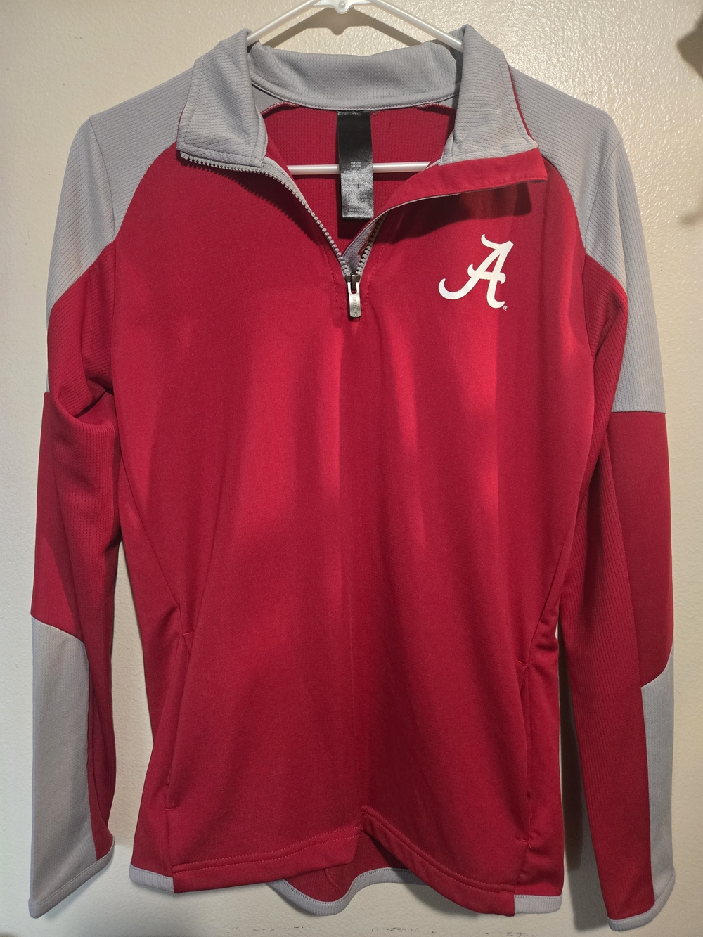 Alabama Crimson Script A Quarter-Zip Large Pullover - Red & Gray